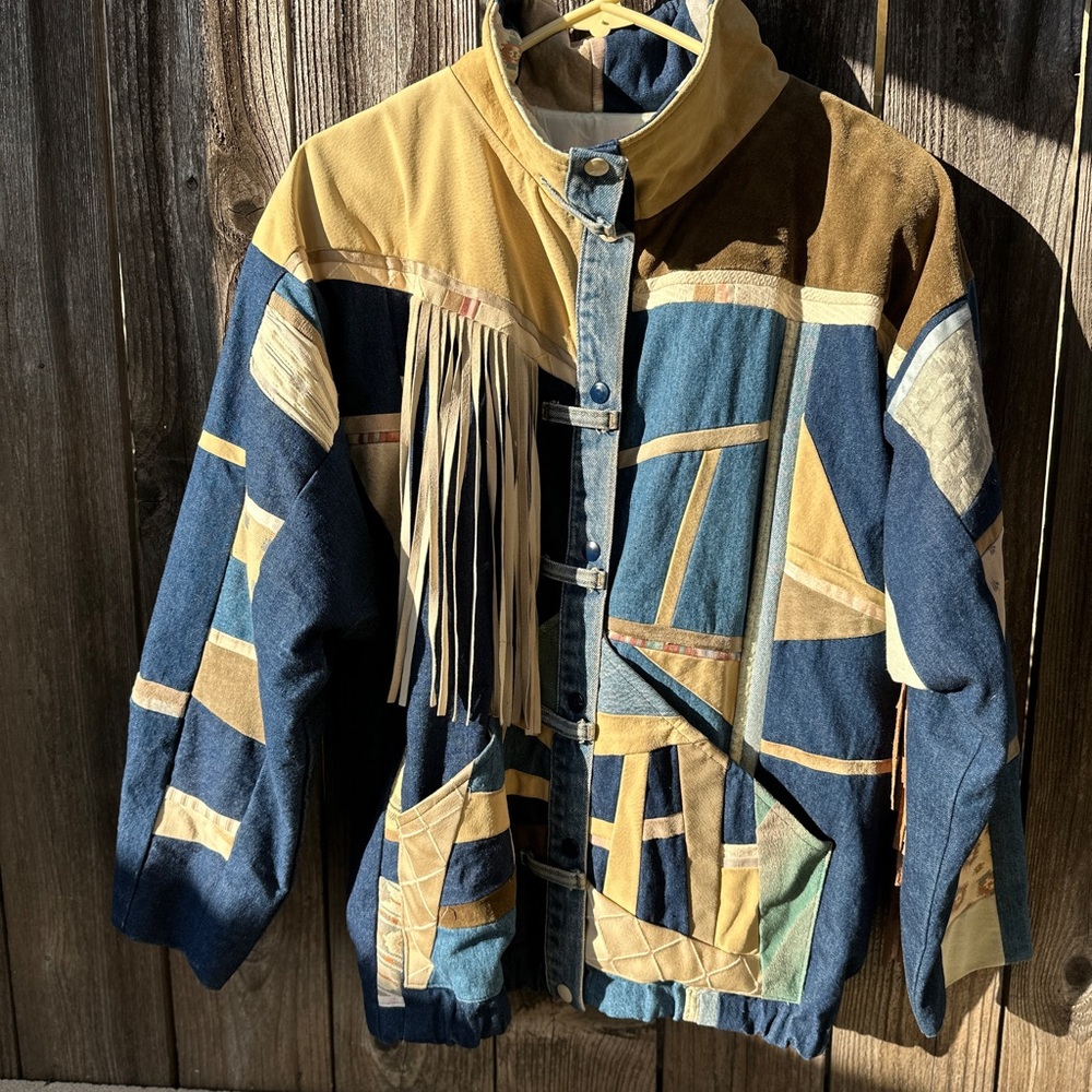 Vintage Patchwork Denim Jacket Size Medium - image 2